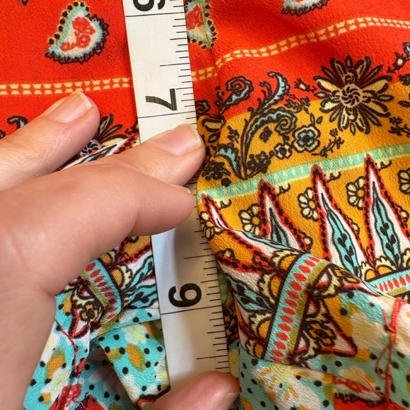 Streetwear Society High Waist Elastic Pull On Boho Red Yellow Shorts women's S - Picture 5 of 7